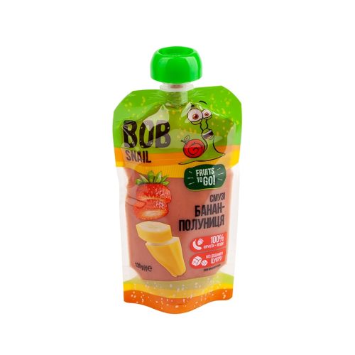 Пюре-смузі Bob Snail (Равлик Боб) банан-полуниця 120 г замовити - фото №1 Пюре-смузі Bob Snail (Равлик Боб) банан-полуниця 120 г замовити