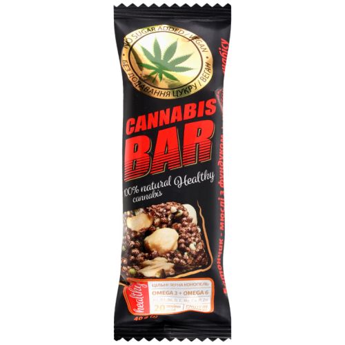 Батончик-мюслі Cannabis Bar з фундуком + насіння канабісу, 40 г в місті Одеса : ціни, характеристика. - фото №1 Батончик-мюслі Cannabis Bar з фундуком + насіння канабісу, 40 г в місті Одеса : ціни, характеристика.