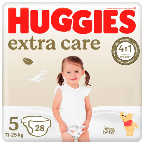 Підгузки Huggies (Хаггіс) Extra Care розмір 5 (11-25 кг) №28 купити - фото №1 Підгузки Huggies (Хаггіс) Extra Care розмір 5 (11-25 кг) №28 купити