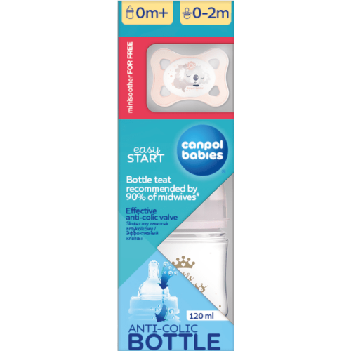 Набір для новонароджених Canpol babies для дівчинки: пляшка 120 мл + пустушка Mini 1 шт. в інтернет-аптеці - фото №1 Набір для новонароджених Canpol babies для дівчинки: пляшка 120 мл + пустушка Mini 1 шт. в інтернет-аптеці