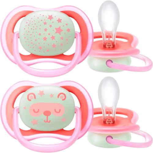 Пустышка Avent ночная 6-18 месяцев для девочек, 2 шт. в Украине - фото №1 Пустышка Avent ночная 6-18 месяцев для девочек, 2 шт. в Украине