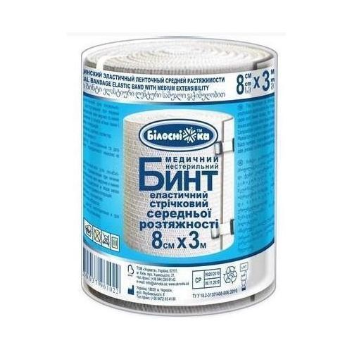 Бинт медичний еластичний середньої ростяжності 3 м х 8 см в місті Запоріжжя : ціни, характеристика. - фото №1 Бинт медичний еластичний середньої ростяжності 3 м х 8 см в місті Запоріжжя : ціни, характеристика.