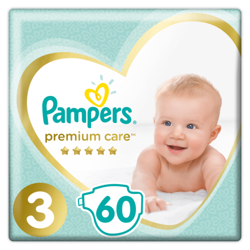 Підгузки Pampers Premium Care Midi р.3 (5-9 кг) 60 шт недорого - фото №1 Підгузки Pampers Premium Care Midi р.3 (5-9 кг) 60 шт недорого