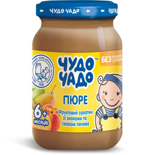 Пюре Чудо-Чадо Фруктовий салат з печивом і злаками 170 г ціна - фото №1 Пюре Чудо-Чадо Фруктовий салат з печивом і злаками 170 г ціна