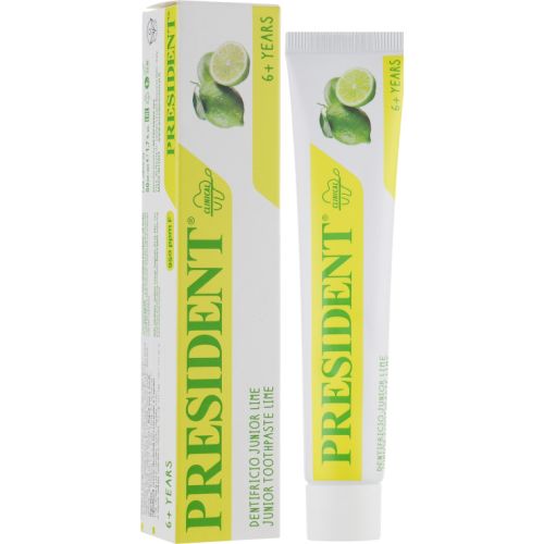 Дитяча зубна паста President Junior Lime (6+ років) лайм 50 мл ADD - фото №1 Дитяча зубна паста President Junior Lime (6+ років) лайм 50 мл ADD