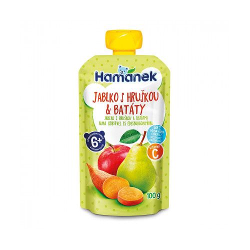 Пюре Hamanek яблуко з грушею і бататом 100 г купити - фото №1 Пюре Hamanek яблуко з грушею і бататом 100 г купити