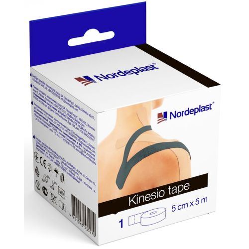 Пластир медичний Кінезіо тейп чорний 5 см х 5 м фото - фото №1 Пластир медичний Кінезіо тейп чорний 5 см х 5 м фото