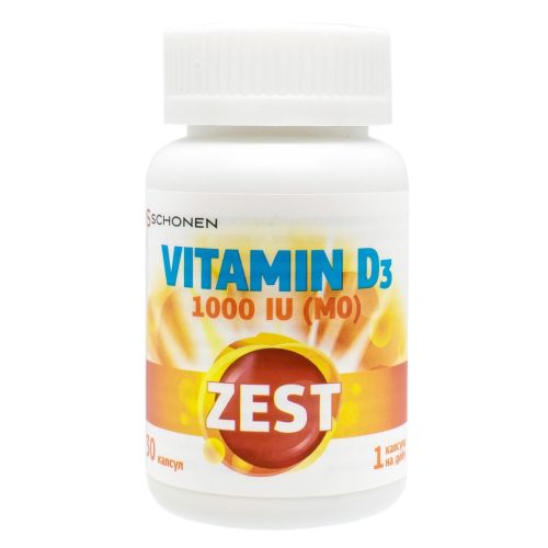 Zest (Зест) Vitamin D3 (Витамин Д3) 1000 МЕ капсулы №30 в интернет-аптеке - фото №1 Zest (Зест) Vitamin D3 (Витамин Д3) 1000 МЕ капсулы №30 в интернет-аптеке