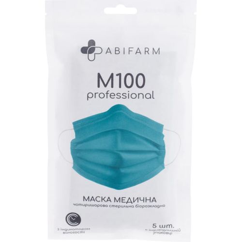 Маска защитная Abifarm M100 с индикатором влажности 4-слойная стерильная №5 купить - фото №1 Маска защитная Abifarm M100 с индикатором влажности 4-слойная стерильная №5 купить