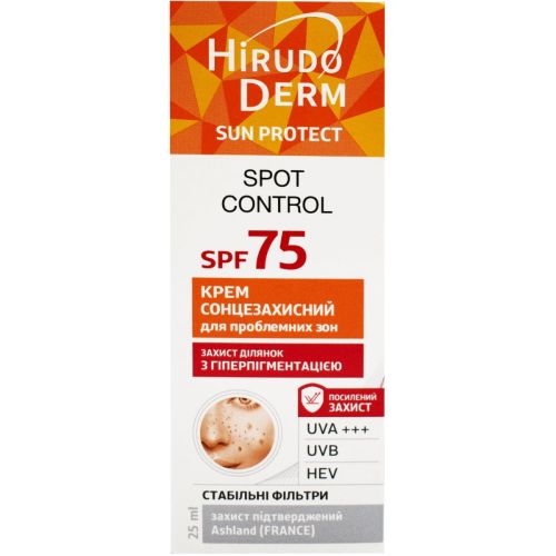 Крем Hirudo Derm (Гирудо Дерм) Sun Protect Spot Control солнцезащитный для проблемных зон SPF75, 25 мл недорого - фото №1 Крем Hirudo Derm (Гирудо Дерм) Sun Protect Spot Control солнцезащитный для проблемных зон SPF75, 25 мл недорого
