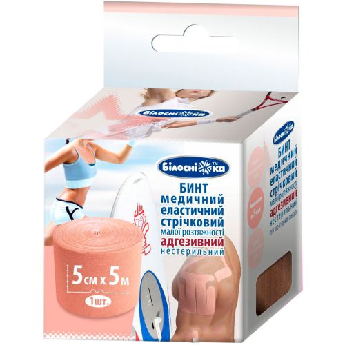 Бинт адгезивний еластичний Білосніжка, 5 см х 5 м, бежевий, 1 шт. в місті Запоріжжя : ціни, характеристика. - фото №1 Бинт адгезивний еластичний Білосніжка, 5 см х 5 м, бежевий, 1 шт. в місті Запоріжжя : ціни, характеристика.