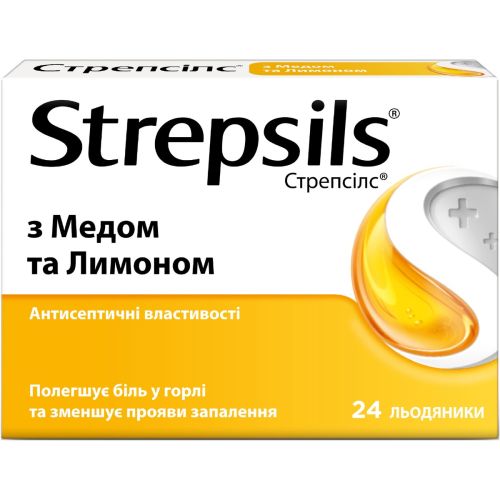Стрепсілс з медом та лимоном льодяники №24 в аптеці - фото №1 Стрепсілс з медом та лимоном льодяники №24 в аптеці