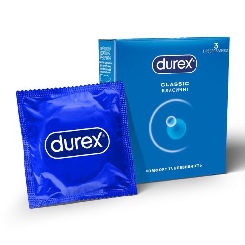 Презервативи латексні з силіконовою змазкою DUREX Сlassic (класичні), 3 шт. в Дніпрі : ціни, характеристика. - фото №1 Презервативи латексні з силіконовою змазкою DUREX Сlassic (класичні), 3 шт. в Дніпрі : ціни, характеристика.