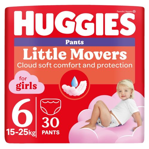 Трусики Huggies Little Movers для девочек р.6 (15-25 кг) №30 в городе Одесса : цены, характеристики. - фото №1 Трусики Huggies Little Movers для девочек р.6 (15-25 кг) №30 в городе Одесса : цены, характеристики.