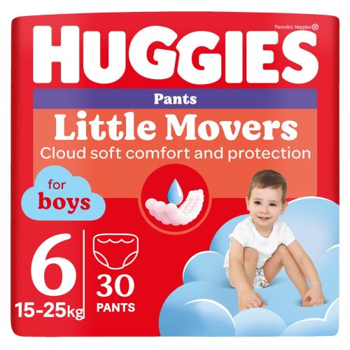 Трусики Huggies Little Movers для хлопчиків р.6 (15-25 кг) №30 ціна - фото №1 Трусики Huggies Little Movers для хлопчиків р.6 (15-25 кг) №30 ціна