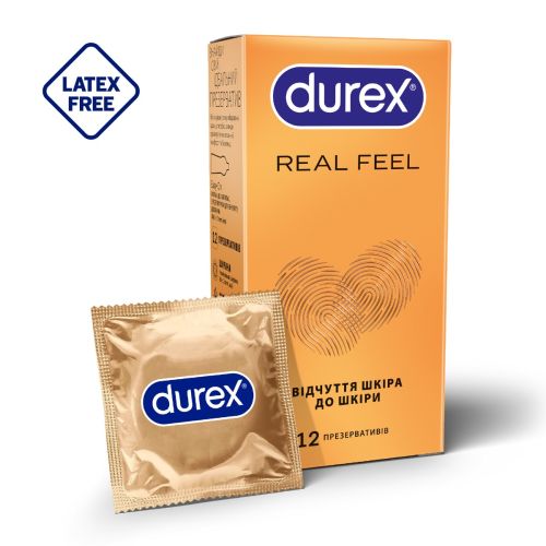 Презервативи з синтетичного латексу з силіконовою змазкою DUREX Real Feel (натуральні відчуття), 12 шт. (безлатексні) в Дніпрі : ціни, характеристика. - фото №1 Презервативи з синтетичного латексу з силіконовою змазкою DUREX Real Feel (натуральні відчуття), 12 шт. (безлатексні) в Дніпрі : ціни, характеристика.