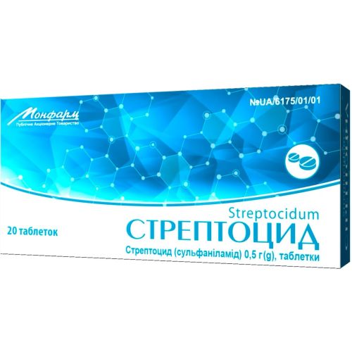 Стрептоцид 0,5 г таблетки №20 ADD - фото №1 Стрептоцид 0,5 г таблетки №20 ADD