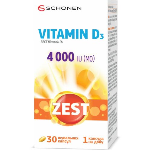 Zest (Зест) Vitamin D3 (Витамин Д3) 4000 МЕ капсулы №30 в Украине - фото №1 Zest (Зест) Vitamin D3 (Витамин Д3) 4000 МЕ капсулы №30 в Украине