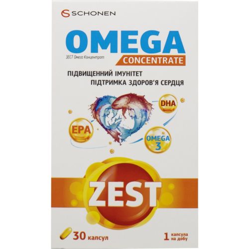 Zest (Зест) Omega Сoncentrate (Омега концентрат) капсулы №30 в аптеке - фото №1 Zest (Зест) Omega Сoncentrate (Омега концентрат) капсулы №30 в аптеке