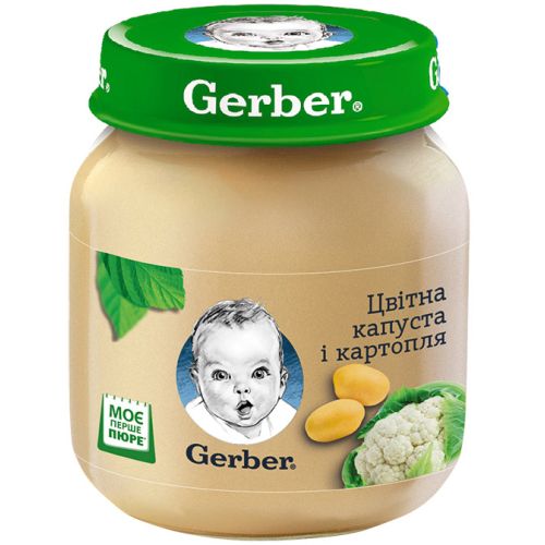 Пюре Gerber цвітна капуста і картопля (з 6 місяців) 130 г купити - фото №1 Пюре Gerber цвітна капуста і картопля (з 6 місяців) 130 г купити