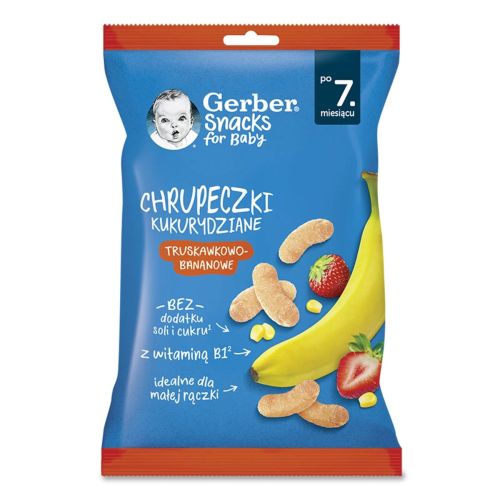 Снеки Gerber кукурузные банан и клубника с 7 месяцев 28 г в Украине - фото №1 Снеки Gerber кукурузные банан и клубника с 7 месяцев 28 г в Украине