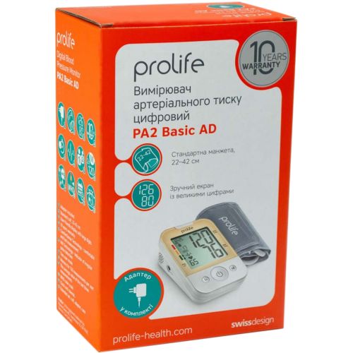 Тонометр Prolife PA2 Basic AD автоматический с адаптером заказать - фото №1 Тонометр Prolife PA2 Basic AD автоматический с адаптером заказать