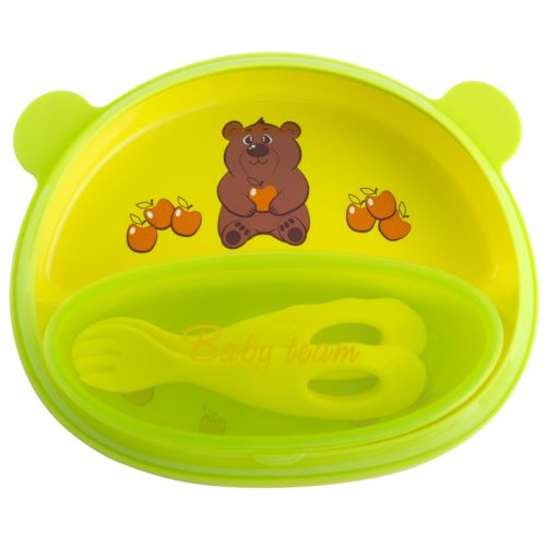 Набір Baby Team (Бебі Тім) для годування (тарілка з кришкою, ложка та виделка) в Україні - фото №1 Набір Baby Team (Бебі Тім) для годування (тарілка з кришкою, ложка та виделка) в Україні