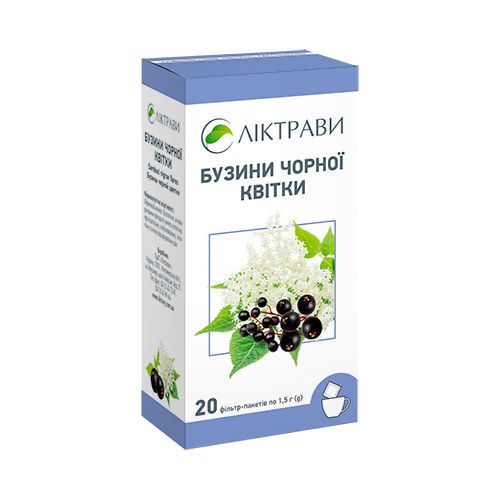 Бузини чорної квітки 1,5 г фільтр-пакет 20 шт. купити - фото №1 Бузини чорної квітки 1,5 г фільтр-пакет 20 шт. купити