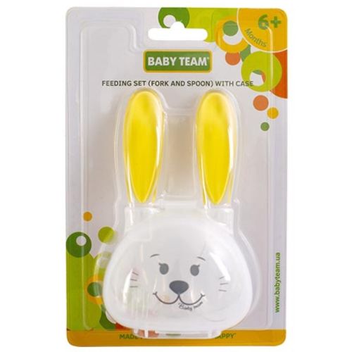 Набір Baby Team (Бебі Тім) для годування (виделочка та ложечка) в футлярі недорого - фото №1 Набір Baby Team (Бебі Тім) для годування (виделочка та ложечка) в футлярі недорого