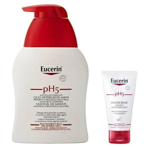 Набор Eucerin (Юцерин) рH5 Очищение и уход за чувствительной кожей рук (Средство для мытья рук без пересушивания для сухой и чувствительной кожи 250 мл + Крем для рук 75 мл) недорого - фото №1 Набор Eucerin (Юцерин) рH5 Очищение и уход за чувствительной кожей рук (Средство для мытья рук без пересушивания для сухой и чувствительной кожи 250 мл + Крем для рук 75 мл) недорого