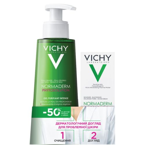 Набір Vichy (Віші) Normaderm (Phytosolution гель для дуже жирної, схильної до недоліків шкіри 400 мл + зволожуючий флюїд подвійної дії для жирної шкіри 50 мл) в інтернет-аптеці - фото №1 Набір Vichy (Віші) Normaderm (Phytosolution гель для дуже жирної, схильної до недоліків шкіри 400 мл + зволожуючий флюїд подвійної дії для жирної шкіри 50 мл) в інтернет-аптеці