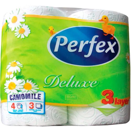 Туалетная бумага Perfex Deluxe Ромашка трехслойная, 4 рулона цена - фото №1 Туалетная бумага Perfex Deluxe Ромашка трехслойная, 4 рулона цена