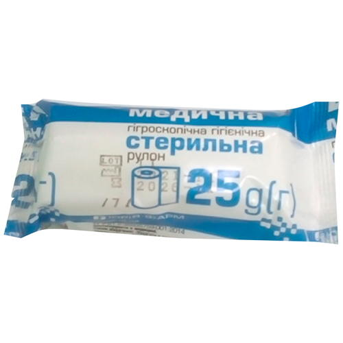 Вата стерильная рулон Юрия-Фарм 25 г фото - фото №1 Вата стерильная рулон Юрия-Фарм 25 г фото