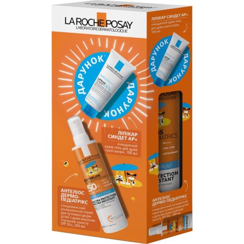 Набір La Roche-Posay (Ля Рош-Позе) Антеліос Дермо-Педіатрікс (Сонцезахисний ультралегкий спрей для чутливої шкіри дітей з дуже високим ступенем захисту SPF50+, 200 мл + Ліпікар Синдет, 100 мл) в місті Одеса : ціни, характеристика. - фото №1 Набір La Roche-Posay (Ля Рош-Позе) Антеліос Дермо-Педіатрікс (Сонцезахисний ультралегкий спрей для чутливої шкіри дітей з дуже високим ступенем захисту SPF50+, 200 мл + Ліпікар Синдет, 100 мл) в місті Одеса : ціни, характеристика.