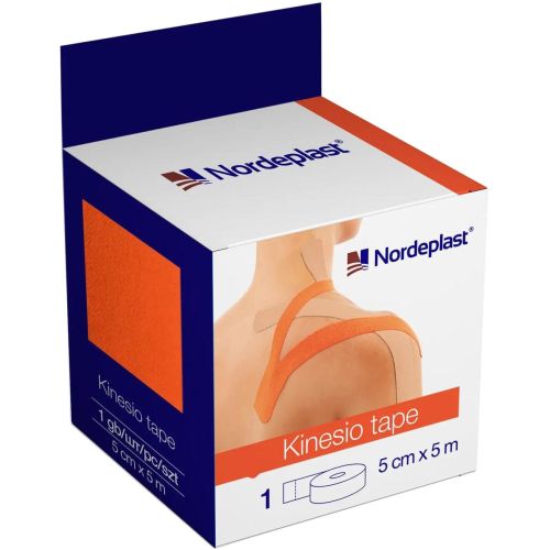 Пластир Кінезіо тейп Nordeplast 5 см х 5 м, помаранчевий фото - фото №1 Пластир Кінезіо тейп Nordeplast 5 см х 5 м, помаранчевий фото