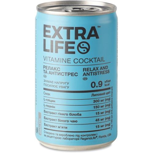 Напій Extra Life Vitamin Cocktail Релакс та антистрес 150 мл в місті Одеса : ціни, характеристика. - фото №1 Напій Extra Life Vitamin Cocktail Релакс та антистрес 150 мл в місті Одеса : ціни, характеристика.