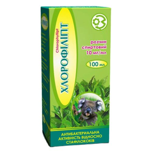 Хлорофіліпт розчин спиртовий 10 мг/мл флакон 100 мл в аптеці - фото №1 Хлорофіліпт розчин спиртовий 10 мг/мл флакон 100 мл в аптеці