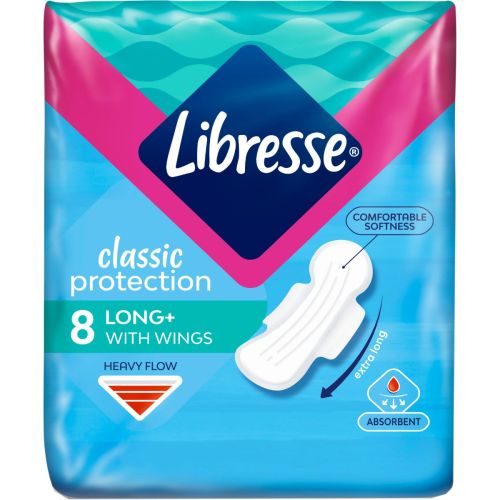 Прокладки Libresse Classic Protection Long+ №8 в аптеке - фото №1 Прокладки Libresse Classic Protection Long+ №8 в аптеке