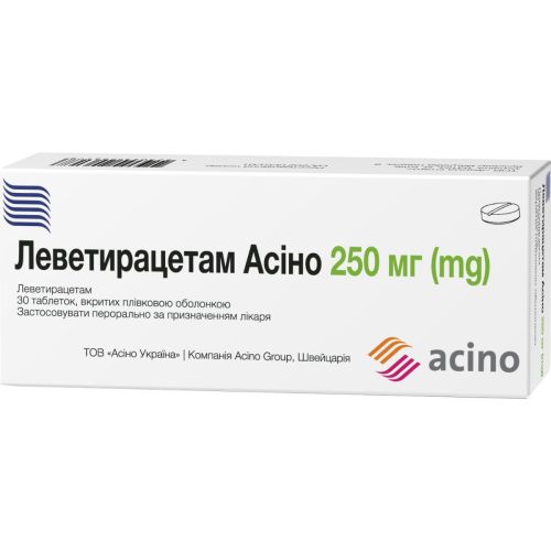 Леветирацетам Асіно 250 мг таблетки №30 в Дніпрі : ціни, характеристика. - фото №1 Леветирацетам Асіно 250 мг таблетки №30 в Дніпрі : ціни, характеристика.