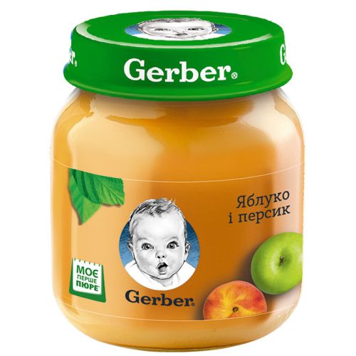 Пюре Gerber яблуко та персик (з 6 місяців) 130 г замовити - фото №1 Пюре Gerber яблуко та персик (з 6 місяців) 130 г замовити