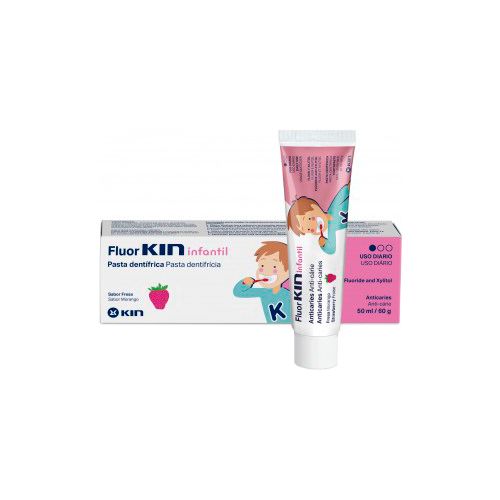Зубна паста Kin (Кін) Fluor Infantil дитяча проти карієсу полуниця 50 мл замовити - фото №1 Зубна паста Kin (Кін) Fluor Infantil дитяча проти карієсу полуниця 50 мл замовити