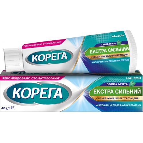 Крем Корега (Corega) для фиксации зубных протезов Экстра сильный Свежая мята, 40 г в городе Одесса : цены, характеристики. - фото №1 Крем Корега (Corega) для фиксации зубных протезов Экстра сильный Свежая мята, 40 г в городе Одесса : цены, характеристики.