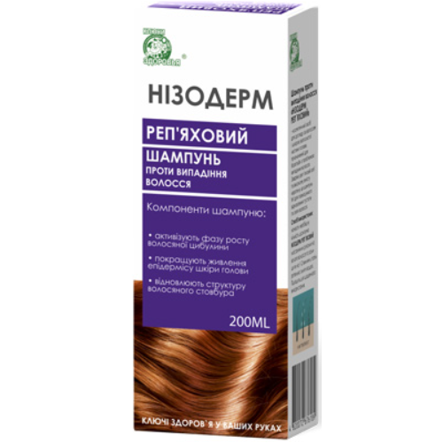 Шампунь Низодерм репейный против выпадения волос 200 мл в аптеке - фото №1 Шампунь Низодерм репейный против выпадения волос 200 мл в аптеке