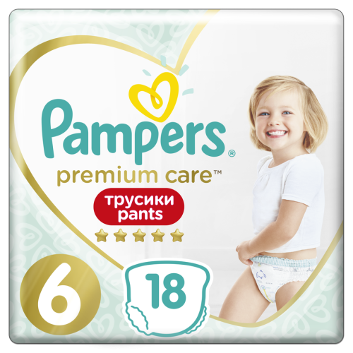 Підгузки-трусики Pampers Premium Care Pants 6 Extra Large (15+ кг) №18 ціна - фото №1 Підгузки-трусики Pampers Premium Care Pants 6 Extra Large (15+ кг) №18 ціна