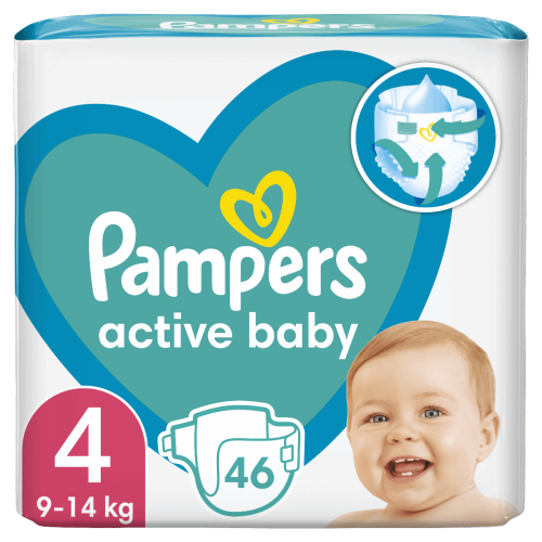 Подгузники Pampers Active Baby размер 4 (9-14 кг) 46 шт купить - фото №1 Подгузники Pampers Active Baby размер 4 (9-14 кг) 46 шт купить