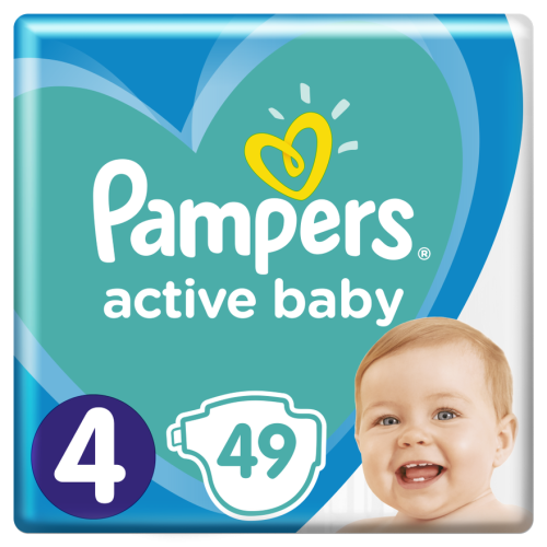 Підгузки Pampers Active Baby-Dry Maxi р.4 (9-14 кг) 49 шт в інтернет-аптеці - фото №1 Підгузки Pampers Active Baby-Dry Maxi р.4 (9-14 кг) 49 шт в інтернет-аптеці