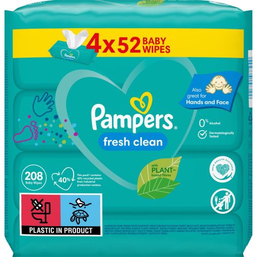 Cалфетки Pampers Fresh Clean 208 шт. (4 уп. по 52 шт.) в Украине - фото №1 Cалфетки Pampers Fresh Clean 208 шт. (4 уп. по 52 шт.) в Украине