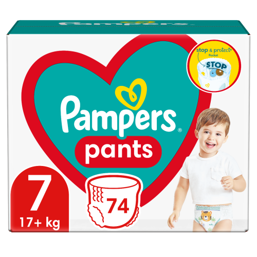 Подгузники-трусики Pampers Pants р. 7 (17+ кг) №74 заказать - фото №1 Подгузники-трусики Pampers Pants р. 7 (17+ кг) №74 заказать