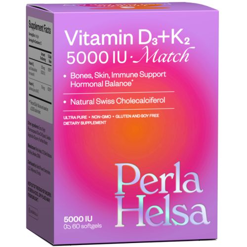 Perla Helsa Витамин Д3 + K2 Match 5000 IU + 75 mcg капсулы №60 недорого - фото №1 Perla Helsa Витамин Д3 + K2 Match 5000 IU + 75 mcg капсулы №60 недорого