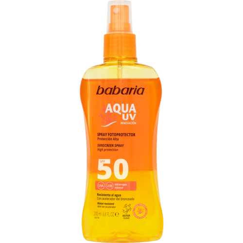 Спрей Babaria (Бабария) солнцезащитный двухфазный Аква SPF50 200 мл в аптеке - фото №1 Спрей Babaria (Бабария) солнцезащитный двухфазный Аква SPF50 200 мл в аптеке